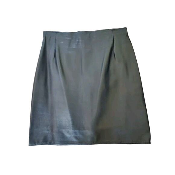 Vintage 90s Firenze Santa Barbara Genuine Leather Black Mini Skirt. Size 6 - Picture 1 of 10